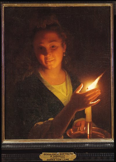 Frau mit einer Kerze von Godfried Schalcken